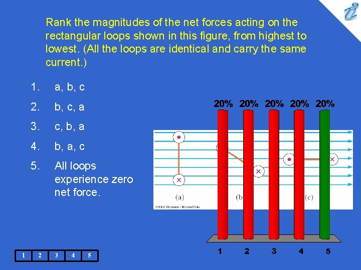 Rank the magnitudes of the net forces acting on the rectangular loops shown in