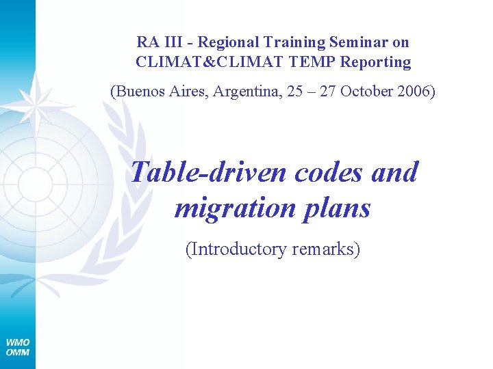 RA III - Regional Training Seminar on CLIMAT&CLIMAT TEMP Reporting (Buenos Aires, Argentina, 25