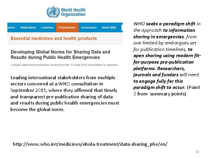 Leading international stakeholders from multiple sectors convened at a WHO consultation in September 2015,