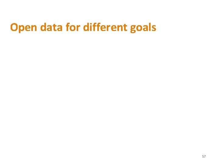 Open data for different goals 57 