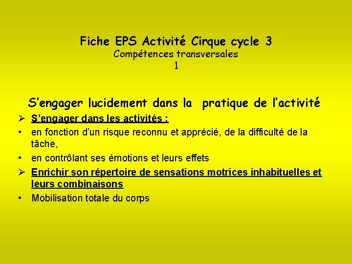 Lducation Physique Et Sportive Du Programme La Programmation