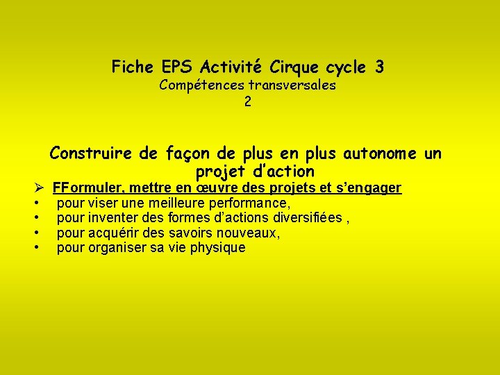 Lducation Physique Et Sportive Du Programme La Programmation