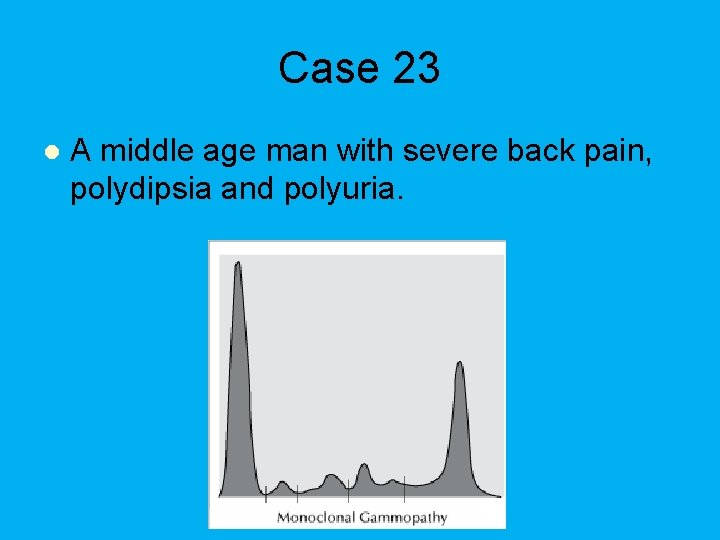 Case 23 l A middle age man with severe back pain, polydipsia and polyuria.