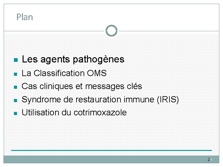 Plan Les agents pathogènes La Classification OMS Cas cliniques et messages clés Syndrome de