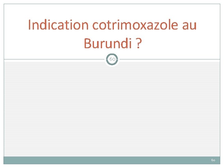 Indication cotrimoxazole au Burundi ? 60 60 