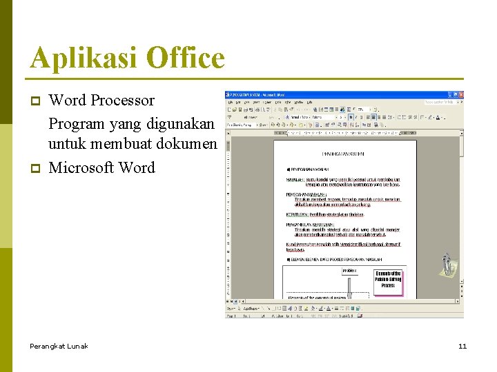 Aplikasi Office p p Word Processor Program yang digunakan untuk membuat dokumen Microsoft Word