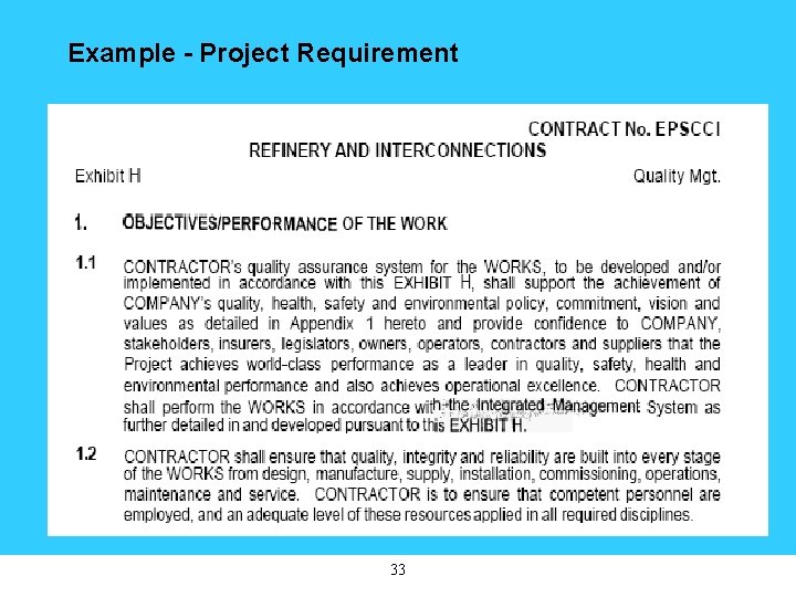 Example - Project Requirement 33 