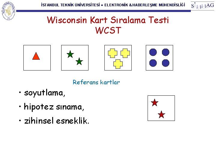 İSTANBUL TEKNİK ÜNİVERSİTESİ ♦ ELEKTRONİK & HABERLEŞME MÜHENDİSLİĞİ Wisconsin Kart Sıralama Testi WCST •