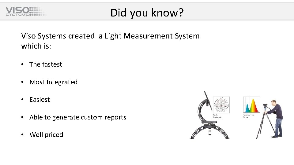 Did you know? Viso Systems created a Light Measurement System which is: • The