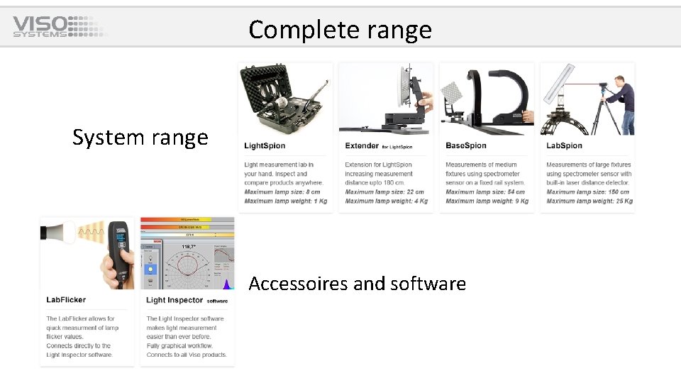 Complete range System range Accessoires and software 