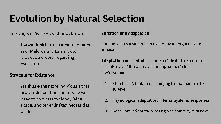 Evolution by Natural Selection The Origin of Species by Charles Darwin took his own