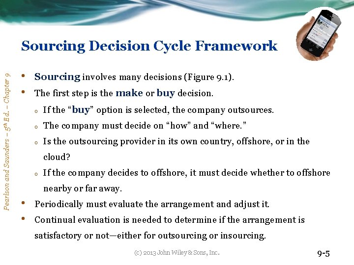 Pearlson and Saunders – 5 th Ed. – Chapter 9 Sourcing Decision Cycle Framework