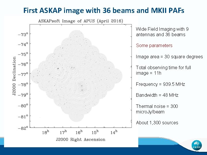 First ASKAP image with 36 beams and MKII PAFs Wide Field Imaging with 9