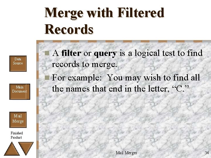 Merge with Filtered Records Data Source Main Document n. A filter or query is