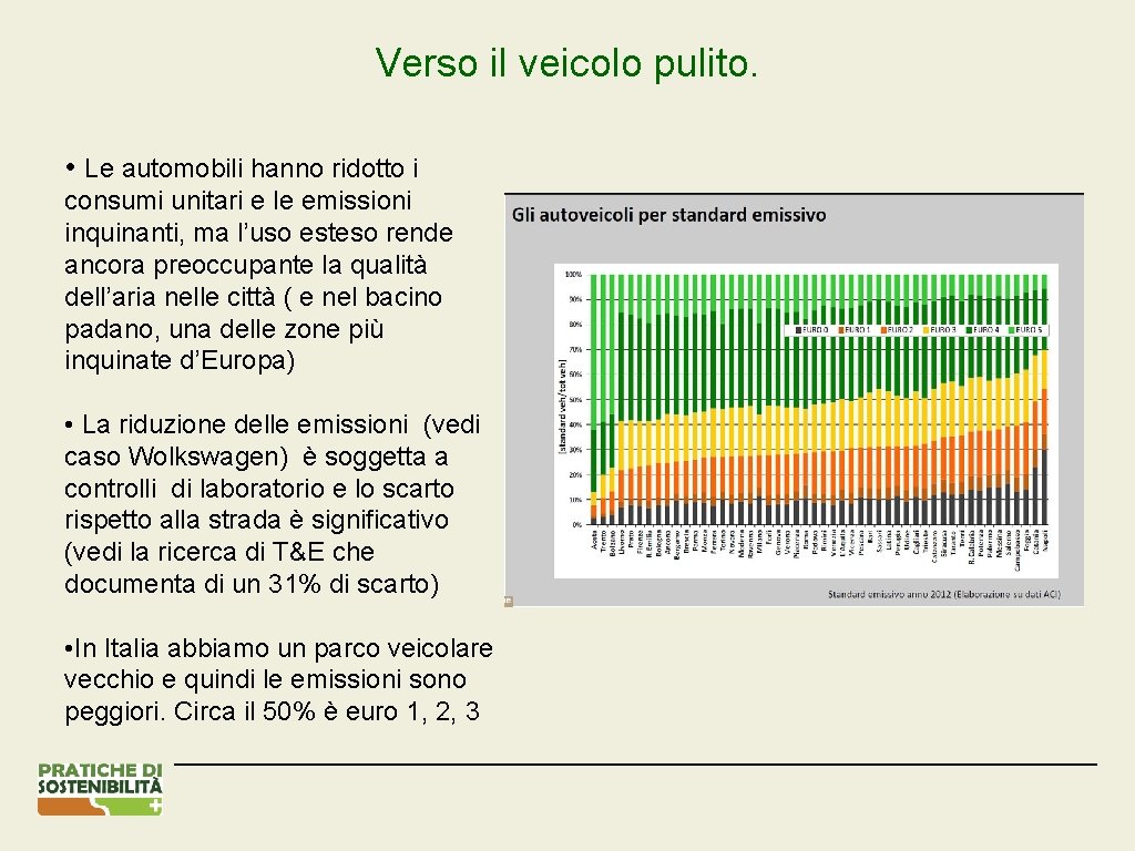 Verso il veicolo pulito. • Le automobili hanno ridotto i consumi unitari e le