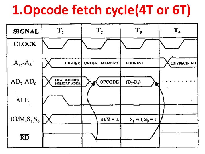 1. Opcode fetch cycle(4 T or 6 T) 