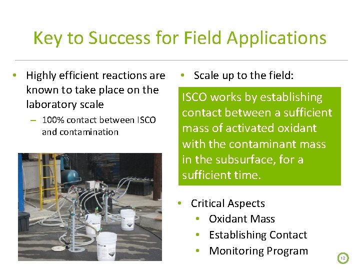 Key to Success for Field Applications • Highly efficient reactions are known to take
