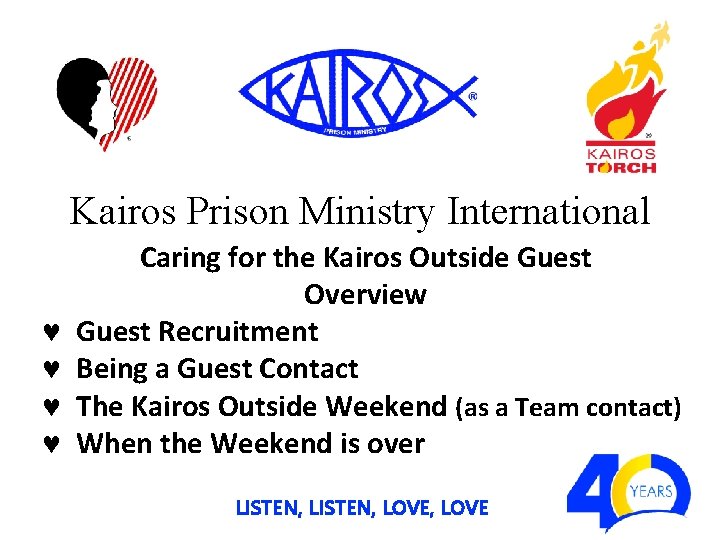 Kairos Prison Ministry International Caring for the Kairos Outside Guest Overview Guest Recruitment Being