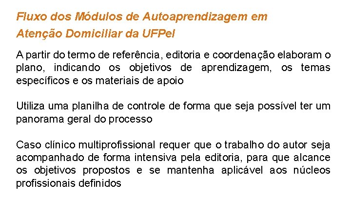 Fluxo dos Módulos de Autoaprendizagem em Atenção Domiciliar da UFPel A partir do termo