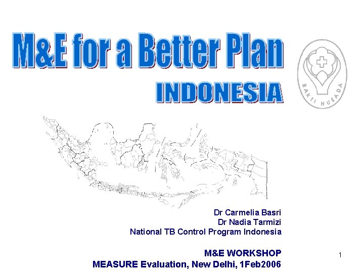 Dr Carmelia Basri Dr Nadia Tarmizi National TB Control Program Indonesia M&E WORKSHOP MEASURE