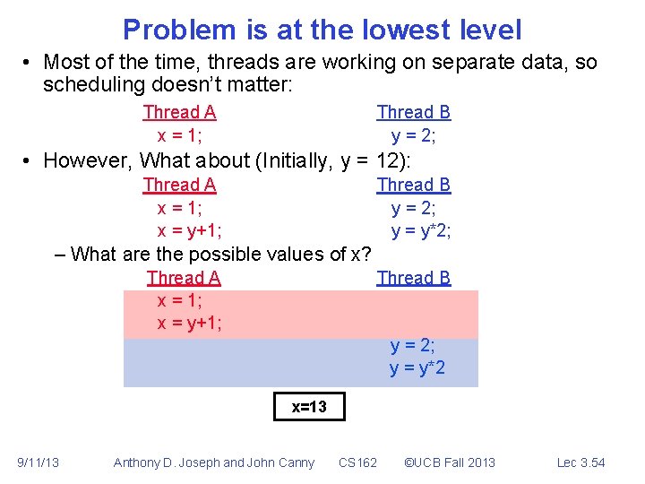 Problem is at the lowest level • Most of the time, threads are working