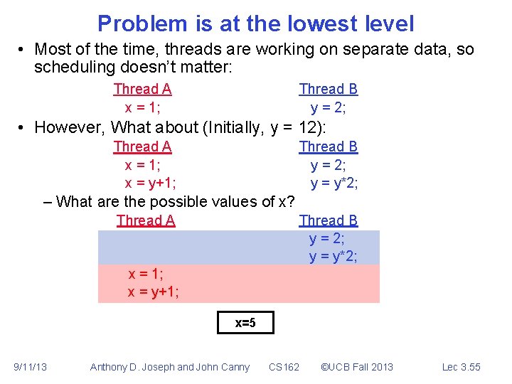 Problem is at the lowest level • Most of the time, threads are working