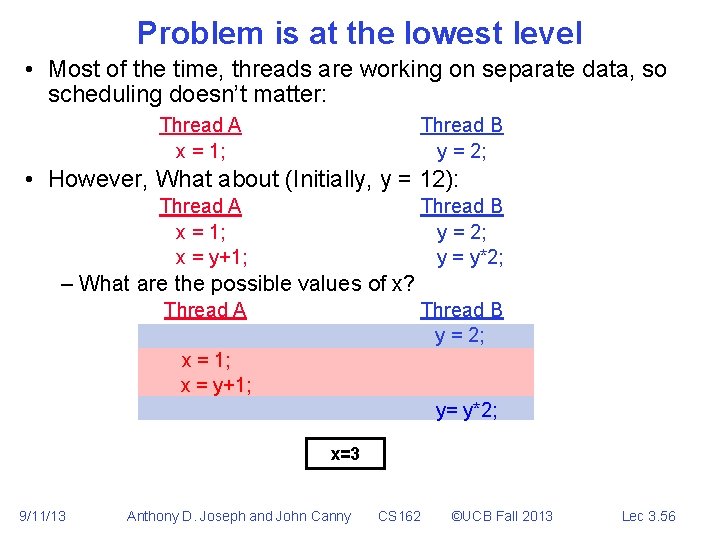 Problem is at the lowest level • Most of the time, threads are working