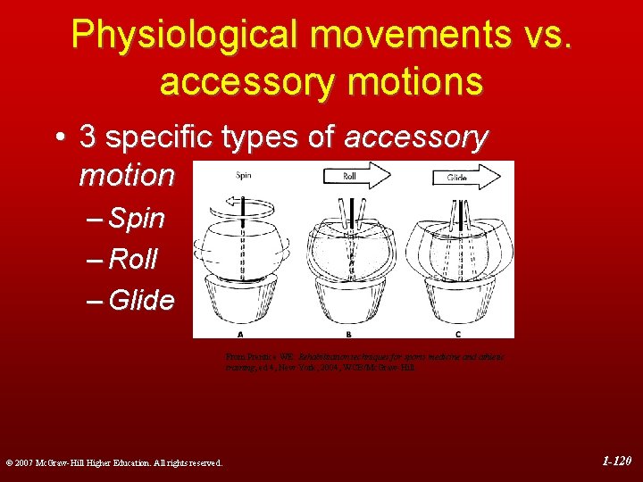 Physiological movements vs. accessory motions • 3 specific types of accessory motion – Spin