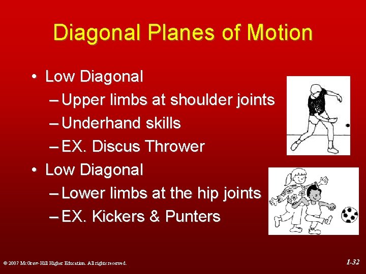 Diagonal Planes of Motion • Low Diagonal – Upper limbs at shoulder joints –