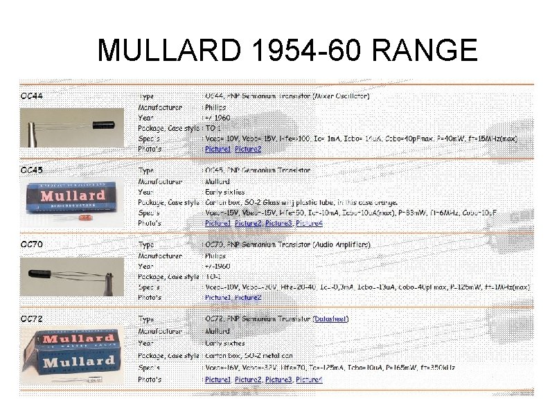 MULLARD 1954 -60 RANGE 