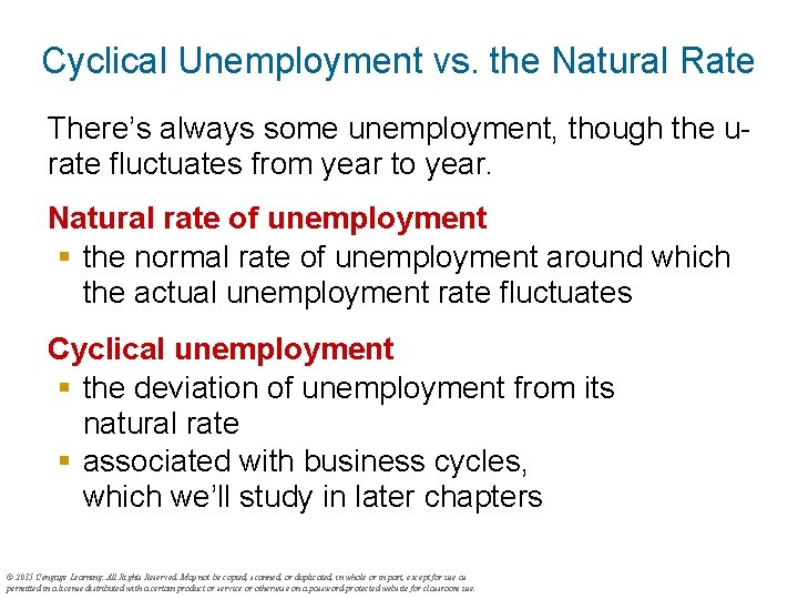 Cyclical Unemployment vs. the Natural Rate There’s always some unemployment, though the urate fluctuates