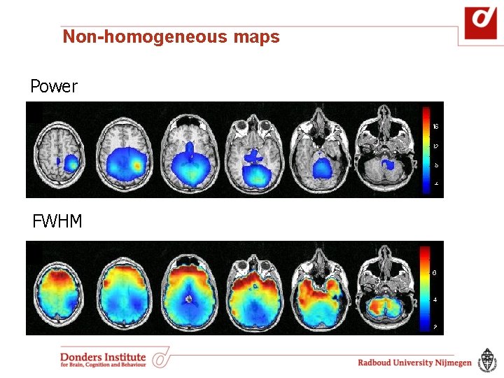 Non-homogeneous maps Power FWHM Non-homogeneous maps Power FWHM