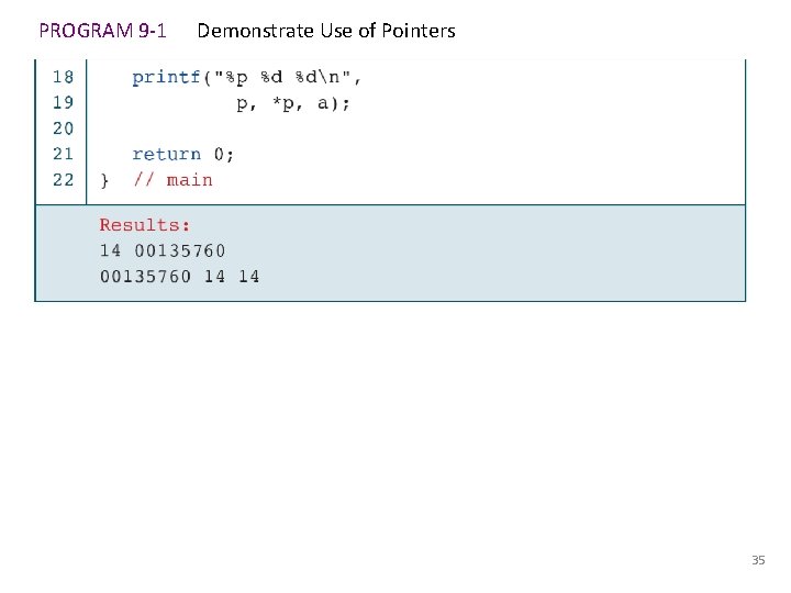 PROGRAM 9 -1 Demonstrate Use of Pointers 35 