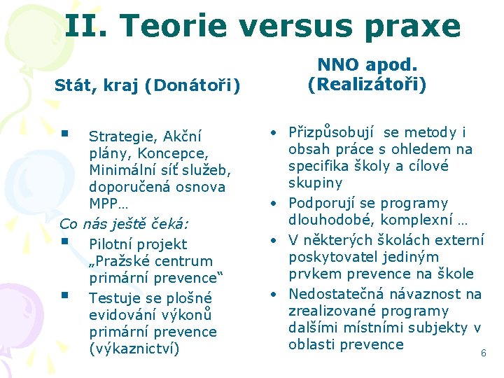 II. Teorie versus praxe Stát, kraj (Donátoři) § Strategie, Akční plány, Koncepce, Minimální síť