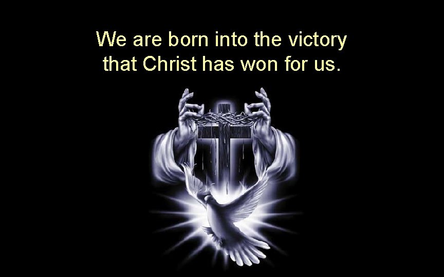 We are born into the victory that Christ has won for us. We are born into the victory that Christ has won for us.