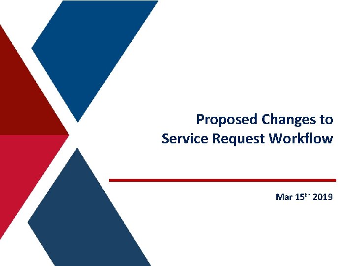 Proposed Changes to Service Request Workflow Mar 15 th 2019 
