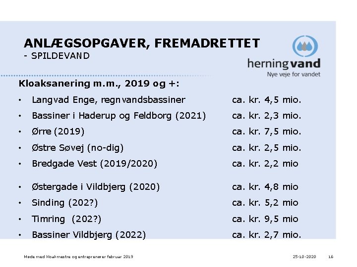ANLÆGSOPGAVER, FREMADRETTET - SPILDEVAND Kloaksanering m. m. , 2019 og +: • Langvad Enge, ANLÆGSOPGAVER, FREMADRETTET - SPILDEVAND Kloaksanering m. m. , 2019 og +: • Langvad Enge,