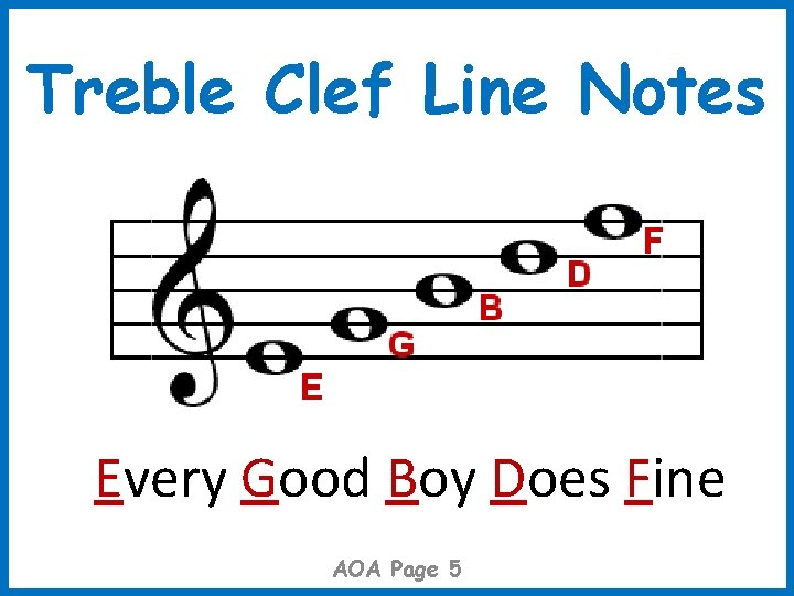 Treble Clef Line Notes Every Good Boy Does Fine AOA Page 5 