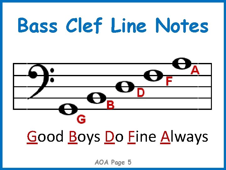 Bass Clef Line Notes Good Boys Do Fine Always AOA Page 5 