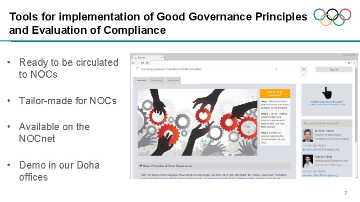 Tools for implementation of Good Governance Principles and Evaluation of Compliance • Ready to