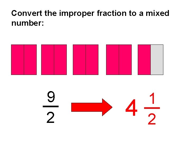Convert the improper fraction to a mixed number: 9 2 4 1 2 