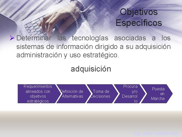 Objetivos Específicos Ø Determinar las tecnologías asociadas a los sistemas de información dirigido a