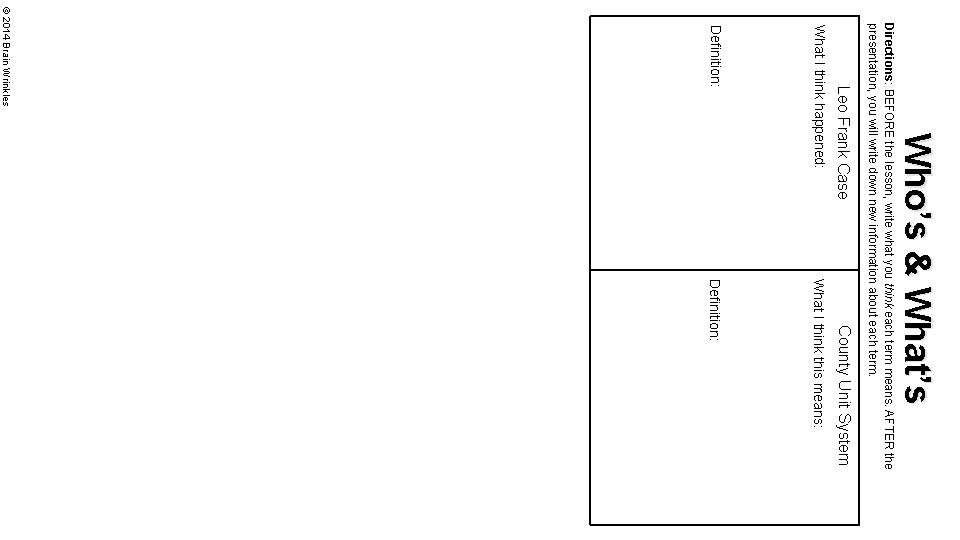 Who’s & What’s Directions: BEFORE the lesson, write what you think each term means.