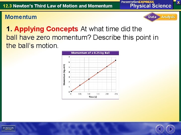 12. 3 Newton’s Third Law of Motion and Momentum 1. Applying Concepts At what
