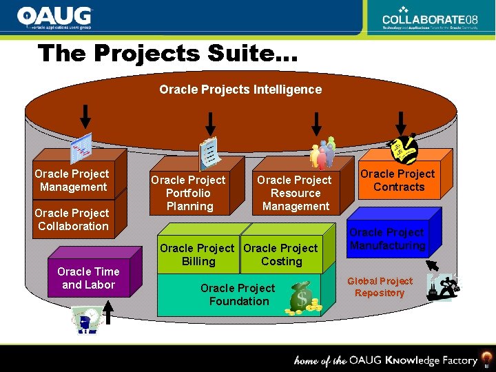 The Projects Suite… Oracle Projects Intelligence Oracle Project Management Oracle Project Collaboration Oracle Time
