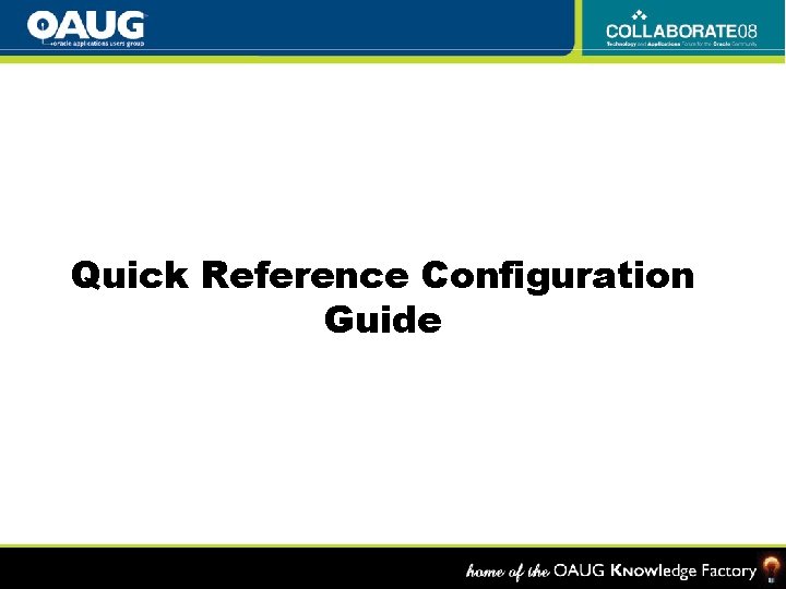 Quick Reference Configuration Guide 