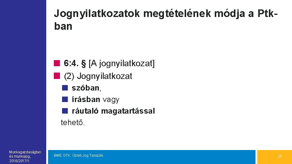 Jognyilatkozatok megtételének módja a Ptkban 6: 4. § [A jognyilatkozat] (2) Jognyilatkozat szóban, írásban