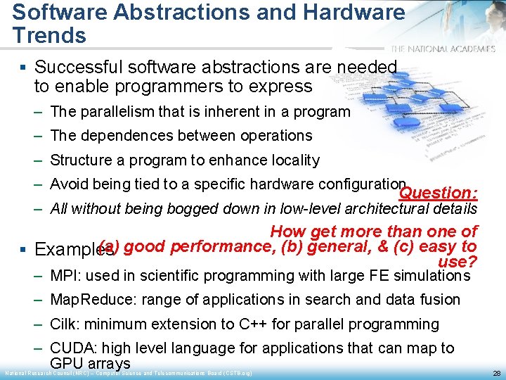 Software Abstractions and Hardware Trends § Successful software abstractions are needed to enable programmers