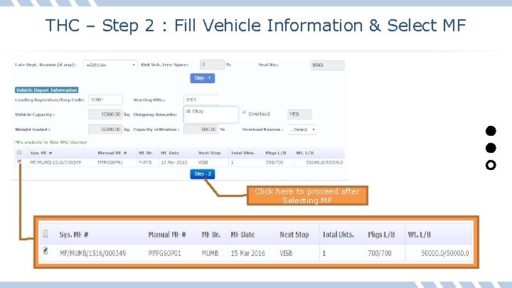 THC – Step 2 : Fill Vehicle Information & Select MF Click here to