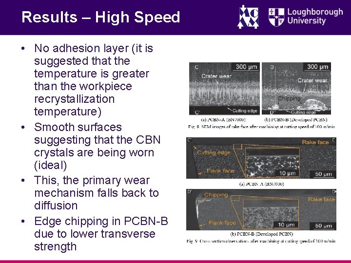 Results – High Speed • No adhesion layer (it is suggested that the temperature